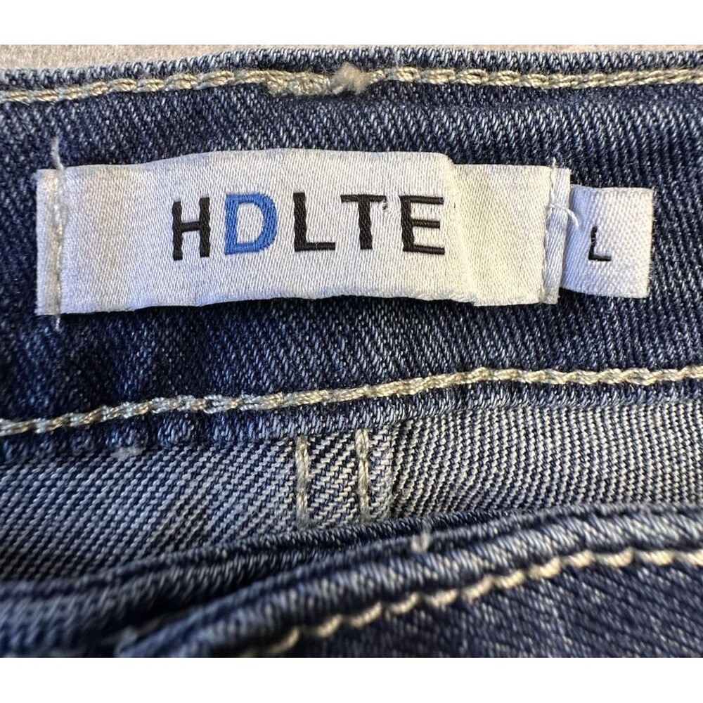 HDLTE High Rise Wide Leg Dark Wash Denim Size L NWT - Picture 4 of 8